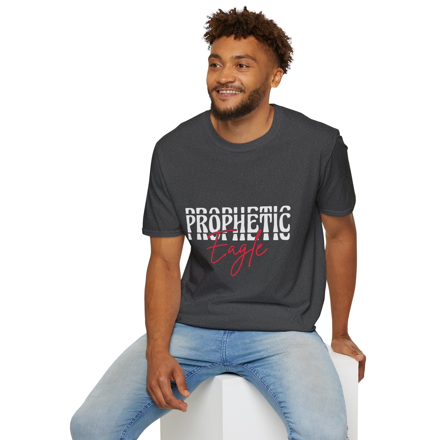 Prophetic Eagle Unisex Softstyle T-Shirt, Inspirational Tee, Spiritual Apparel, Gift for Faith-Based Celebrations, Cozy Casual Wear