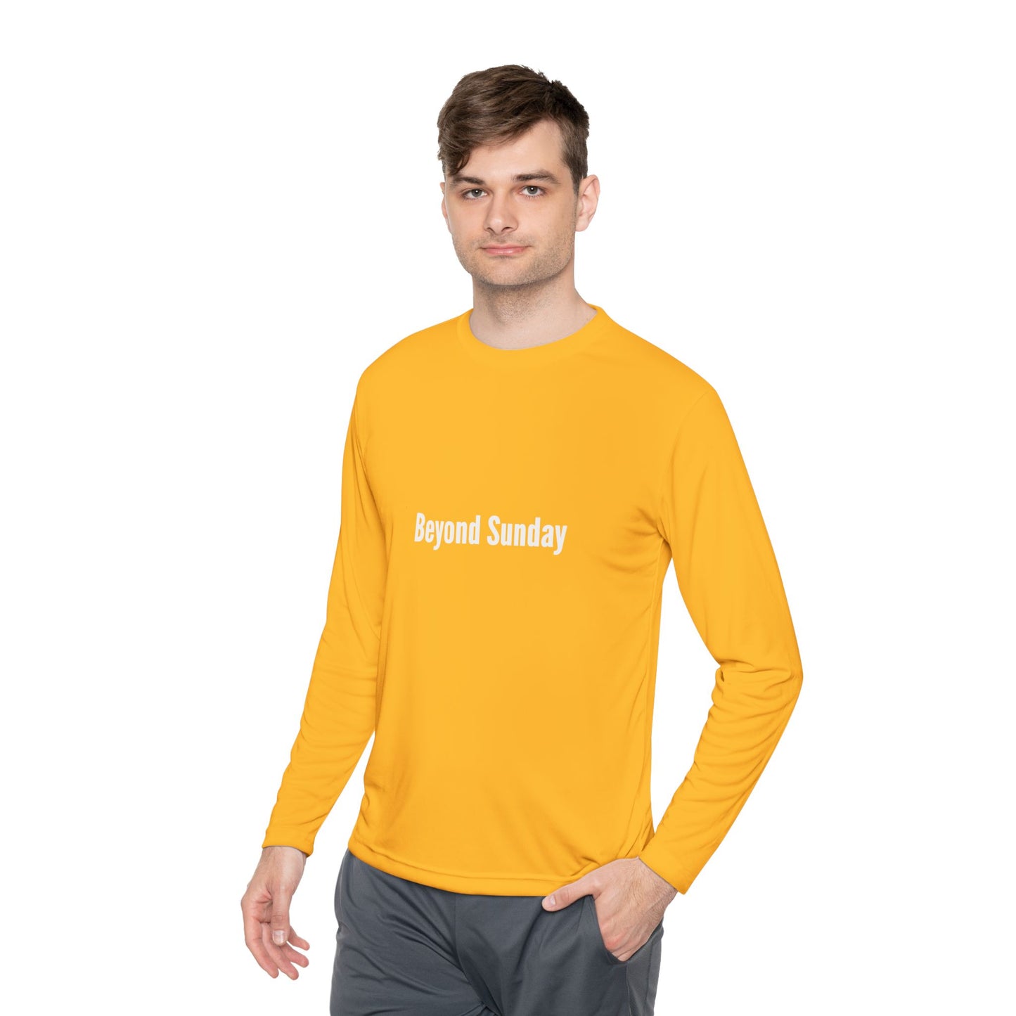 Unisex Long Sleeve Tee - Beyond Sunday, Lightweight Casual Top, Perfect for Fall, Church Gatherings, Everyday Comfort