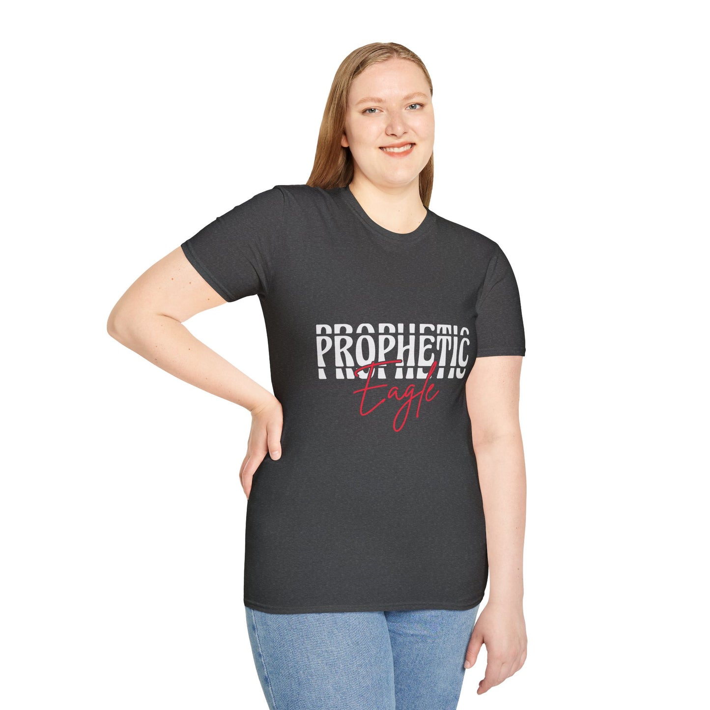 Prophetic Eagle Unisex Softstyle T-Shirt, Inspirational Tee, Spiritual Apparel, Gift for Faith-Based Celebrations, Cozy Casual Wear