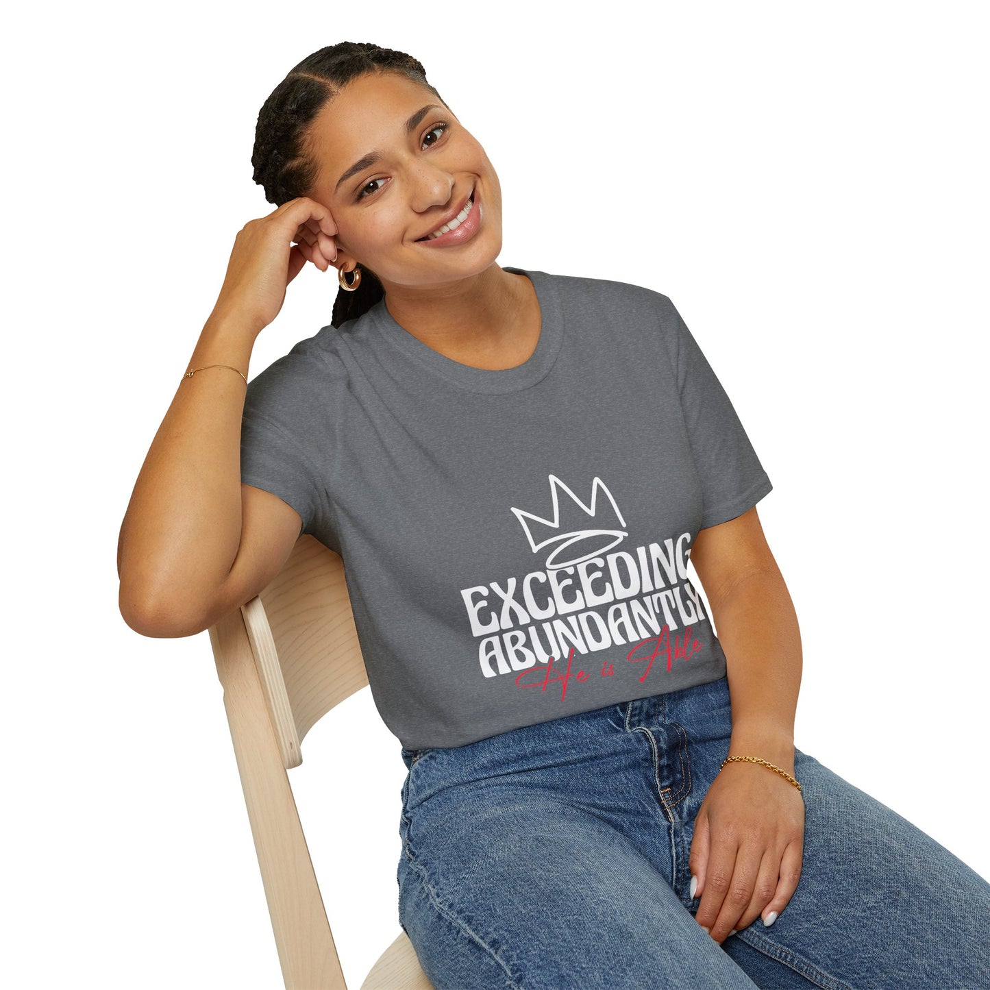 Exceeding Abundantly Unisex T-Shirt, Bold Graphic Tee, Inspirational Shirt, Casual Wear for Everyday, Gift for Him/Her