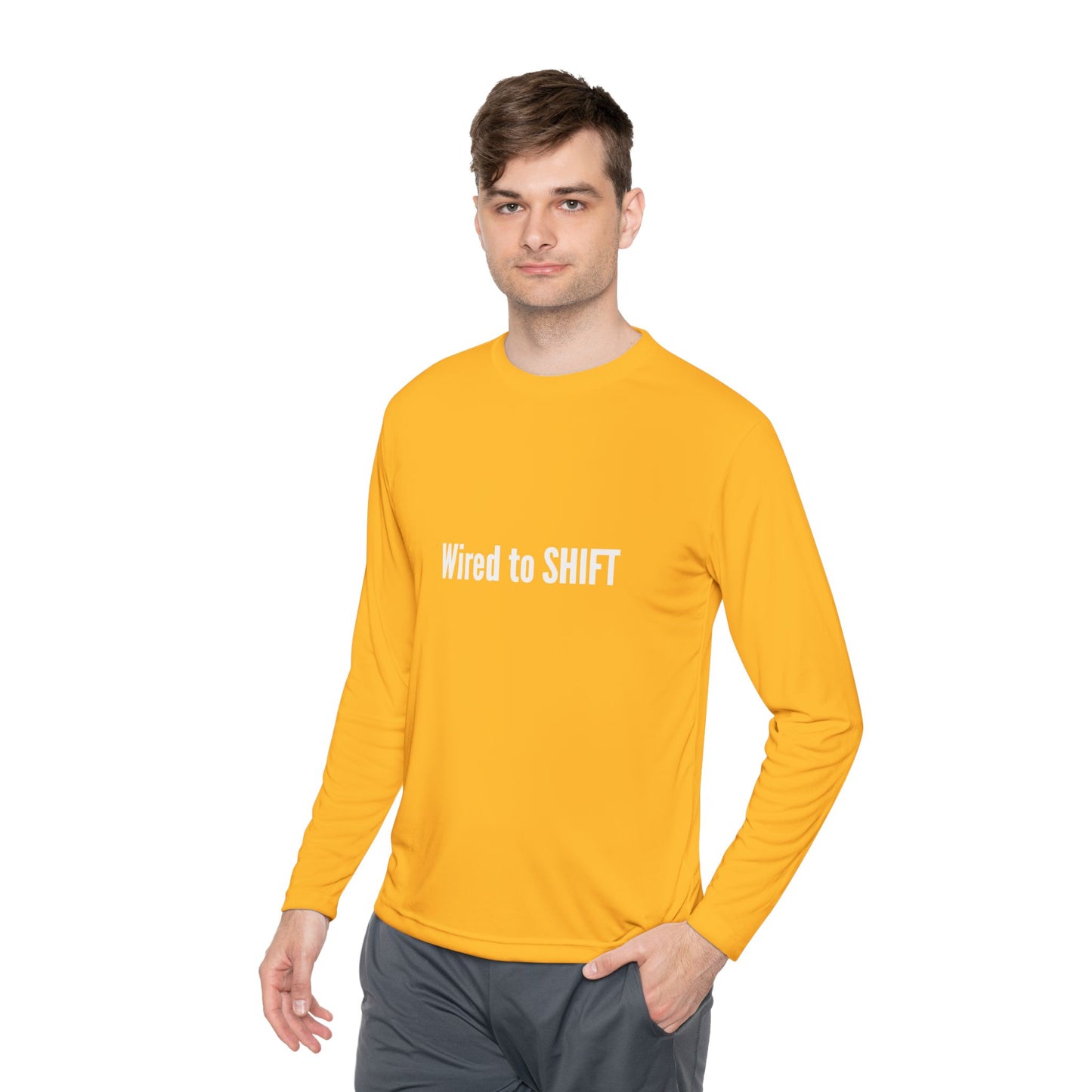 Wired to SHIFT Unisex Lightweight Long Sleeve Tee | Casual Wear, Gift for Teammates, Motivational Apparel, Fall Fashion, Everyday Comfort