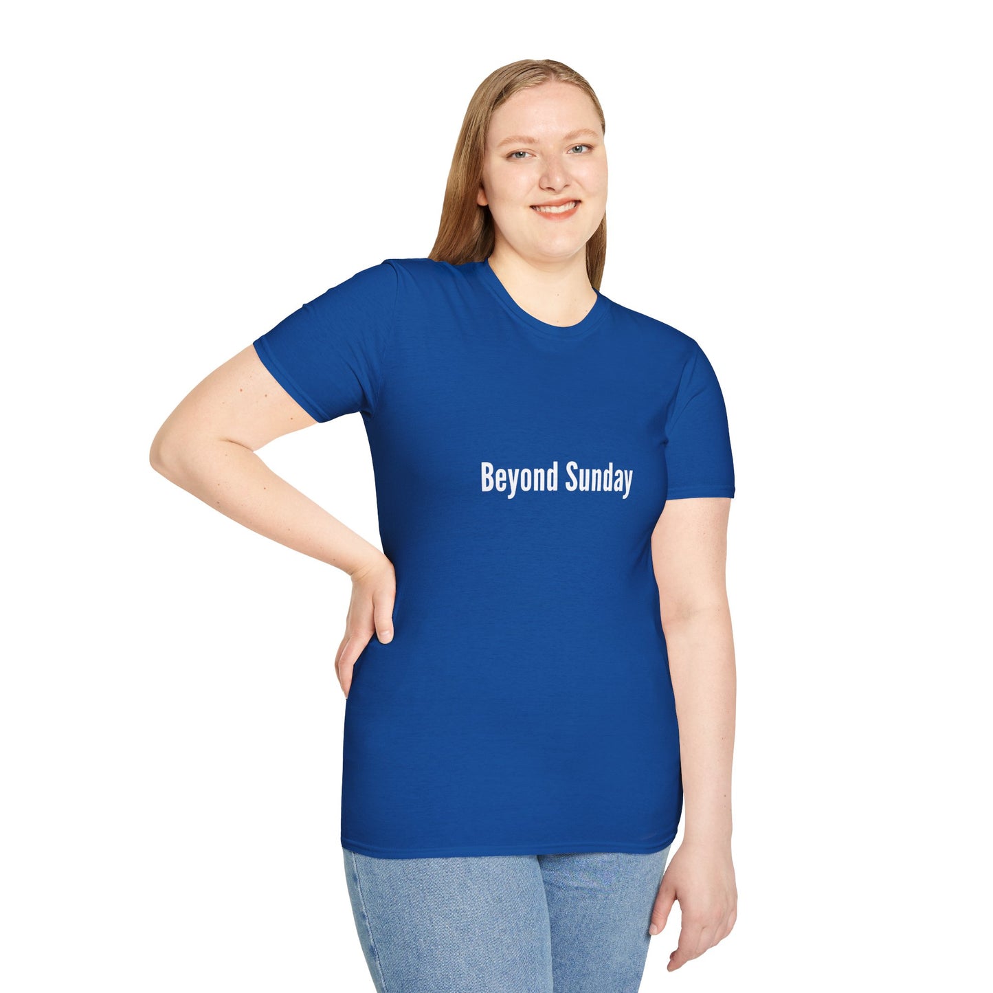 Beyond Sunday Unisex Softstyle T-Shirt, Casual Tee, Faith-Based Apparel, Gift for Christians, Weekend Wear, Inspirational T-Shirt