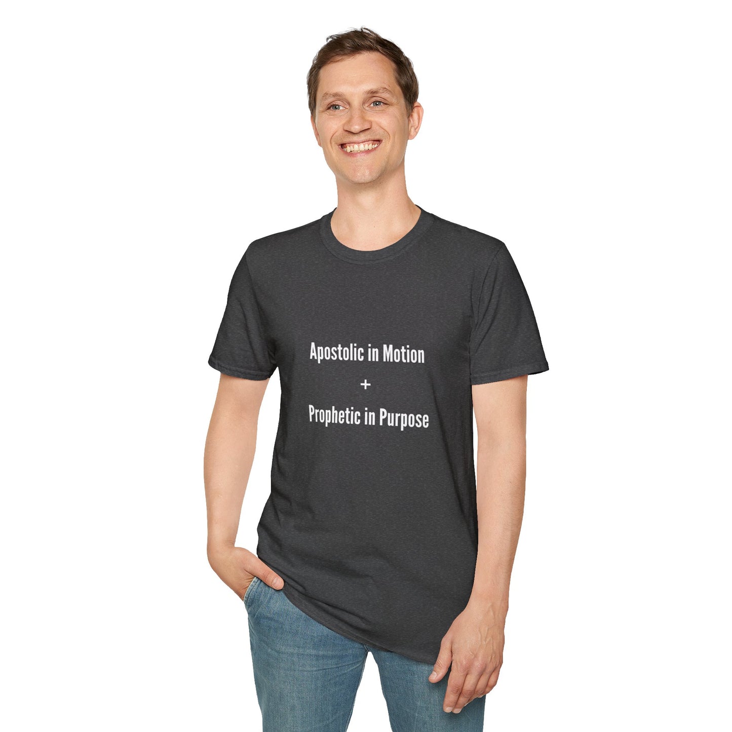 Unisex Inspirational T-Shirt - Apostolic in Motion + Prophetic in Purpose, Faith Apparel, Church Shirts, Spiritual Gifts, Christian Clothing