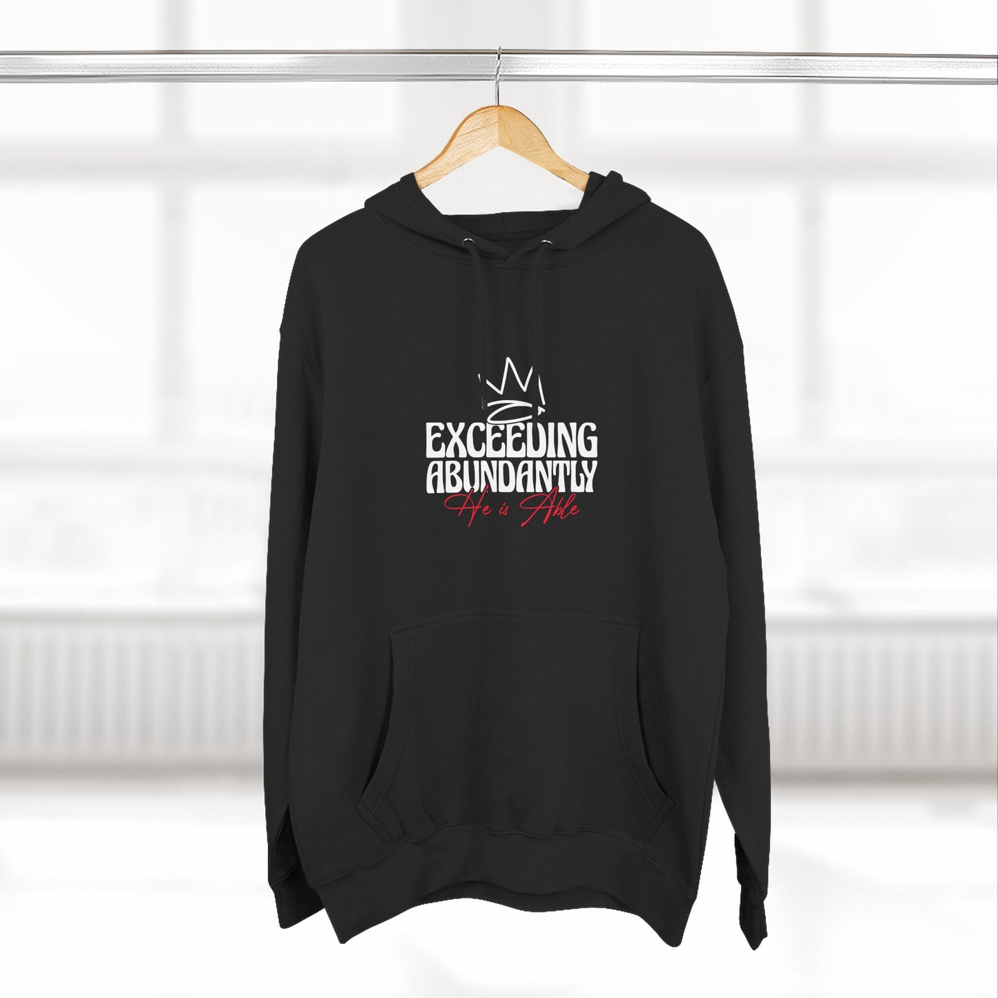 Exceeding Abundantly Fleece Hoodie, Cozy Pullover, Inspirational Gift, Comfortable Layering, Perfect for Relaxation