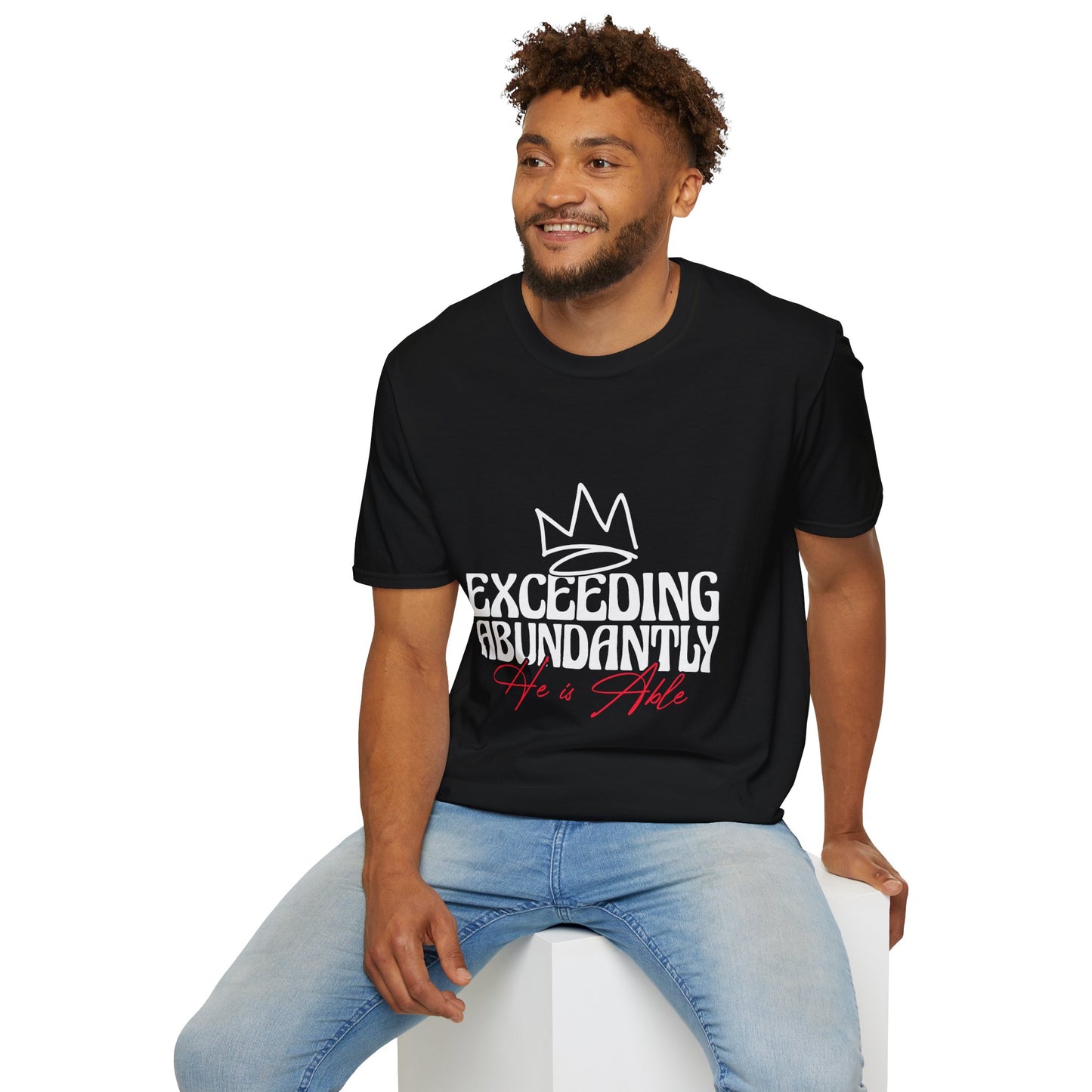 Exceeding Abundantly Unisex T-Shirt, Bold Graphic Tee, Inspirational Shirt, Casual Wear for Everyday, Gift for Him/Her