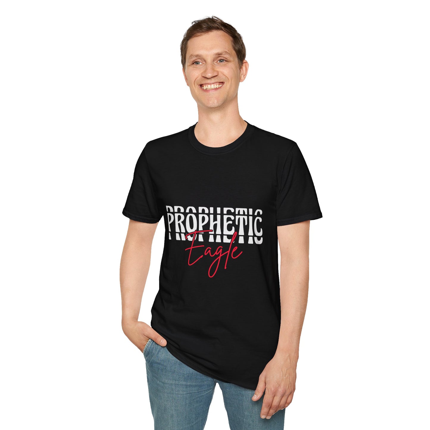Prophetic Eagle Unisex Softstyle T-Shirt, Inspirational Tee, Spiritual Apparel, Gift for Faith-Based Celebrations, Cozy Casual Wear