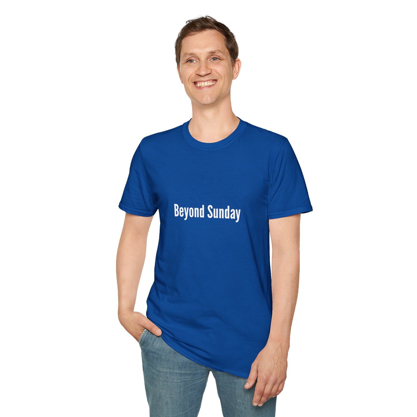 Beyond Sunday Unisex Softstyle T-Shirt, Casual Tee, Faith-Based Apparel, Gift for Christians, Weekend Wear, Inspirational T-Shirt