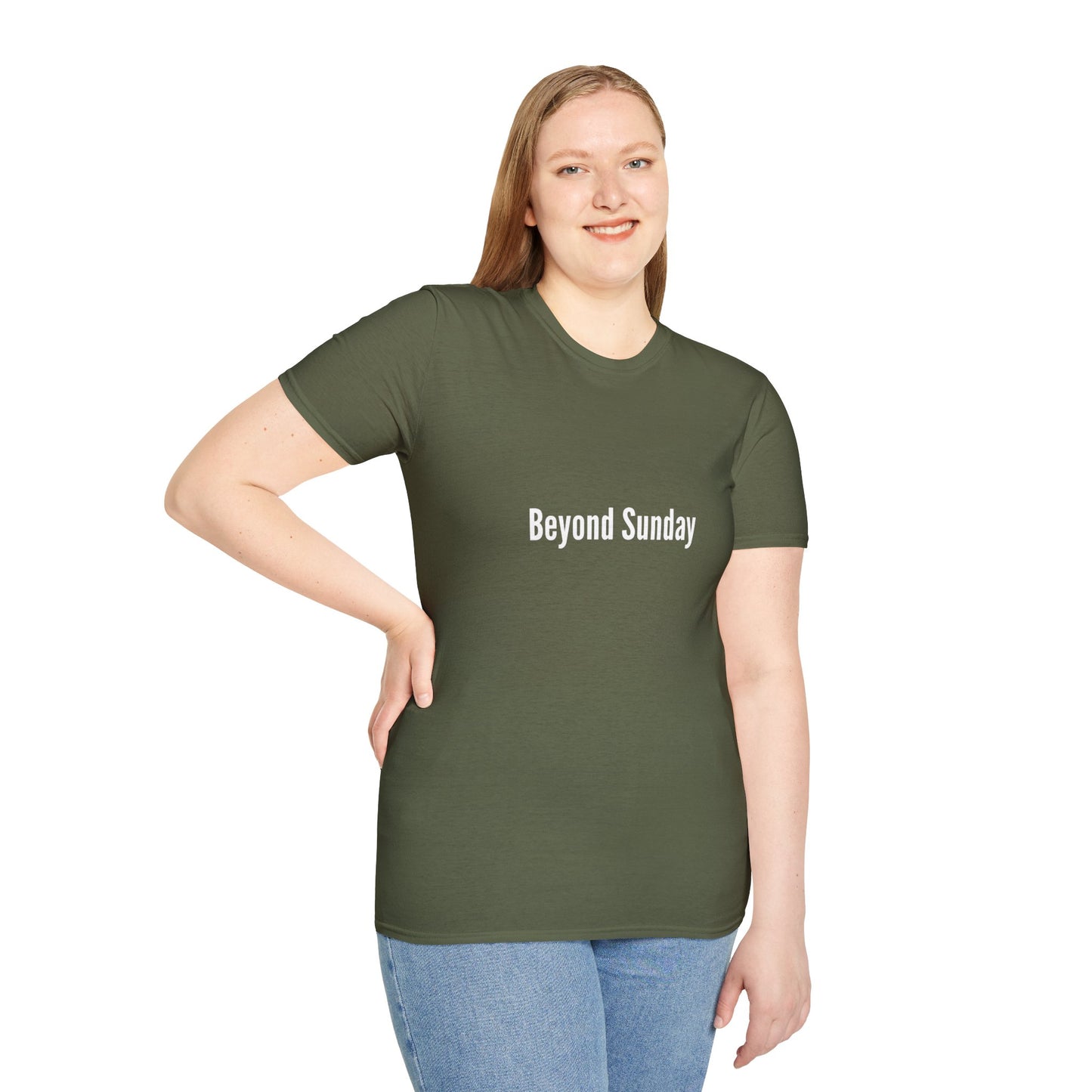 Beyond Sunday Unisex Softstyle T-Shirt, Casual Tee, Faith-Based Apparel, Gift for Christians, Weekend Wear, Inspirational T-Shirt