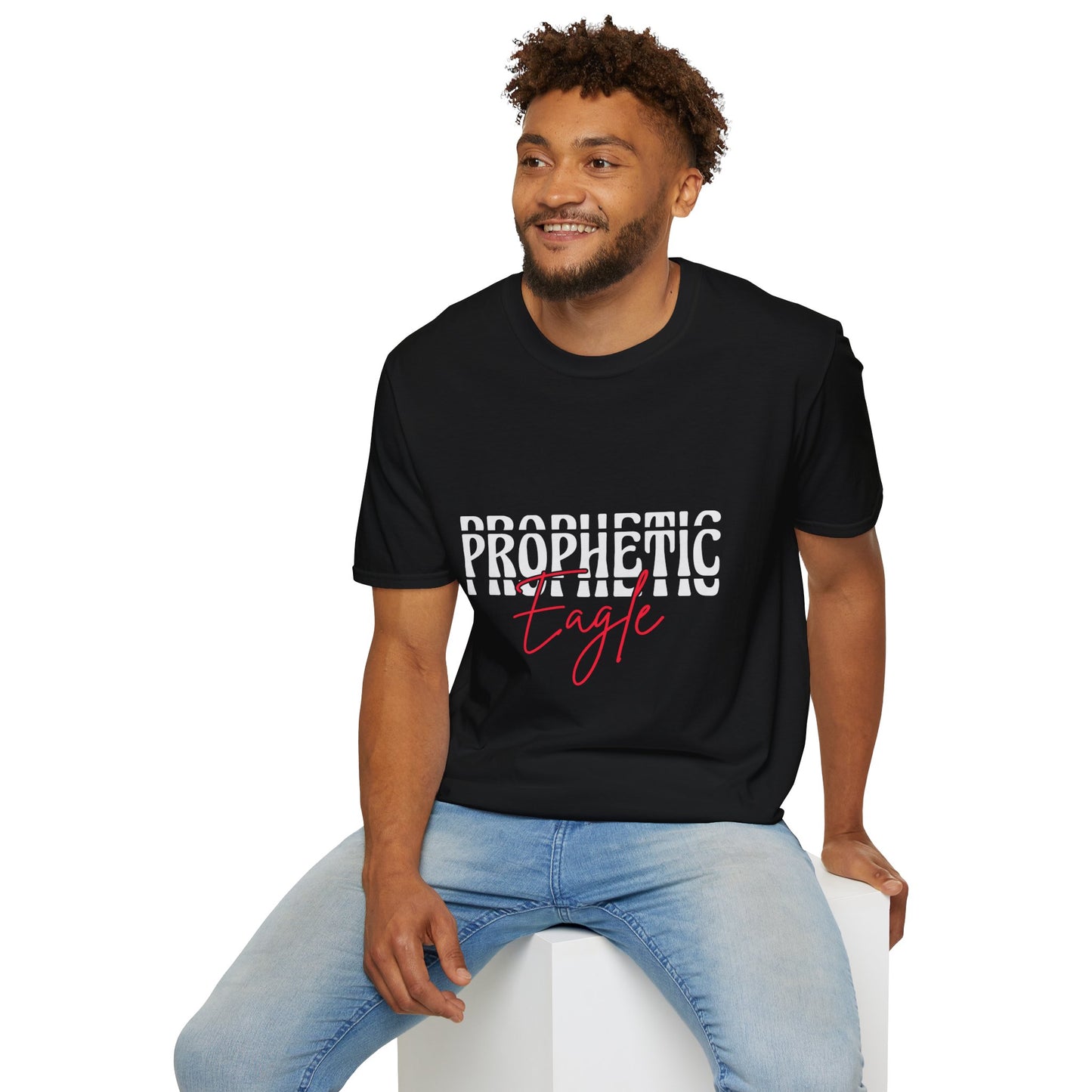 Prophetic Eagle Unisex Softstyle T-Shirt, Inspirational Tee, Spiritual Apparel, Gift for Faith-Based Celebrations, Cozy Casual Wear