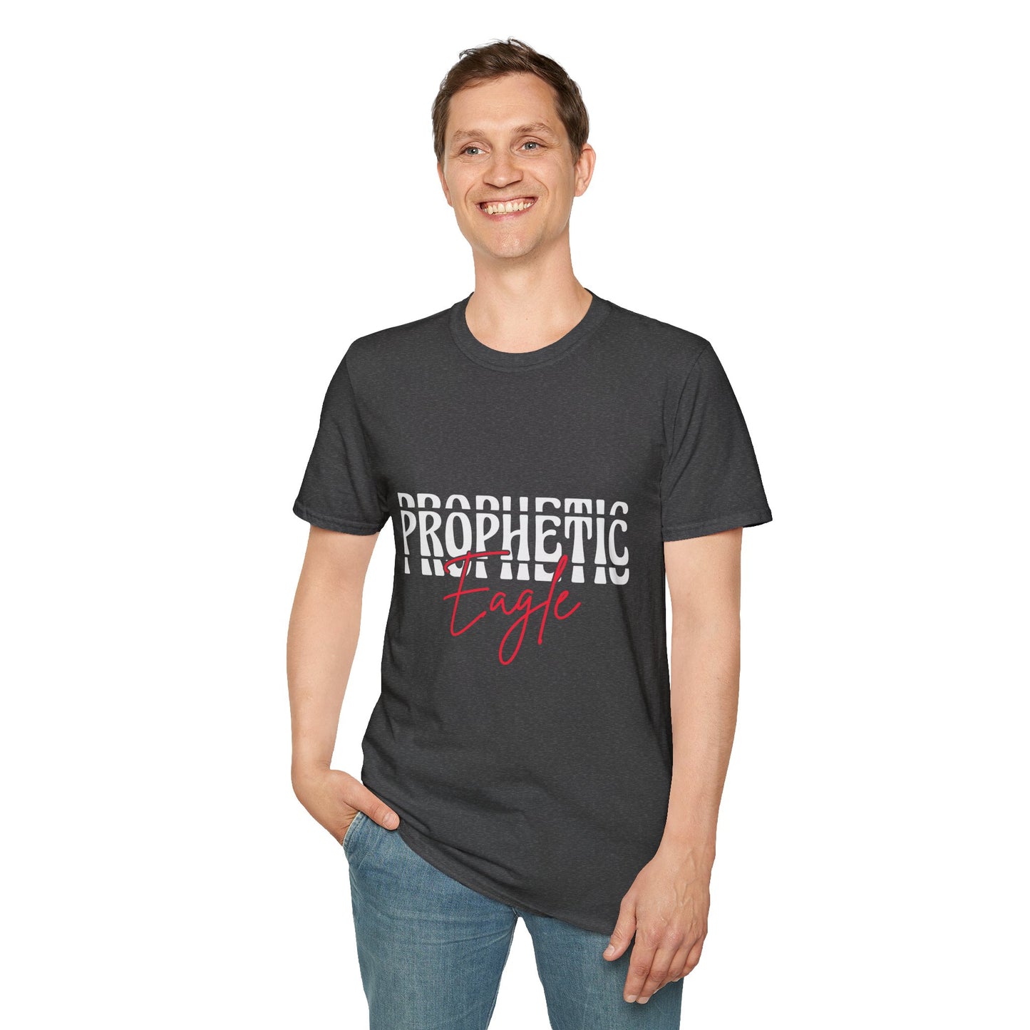 Prophetic Eagle Unisex Softstyle T-Shirt, Inspirational Tee, Spiritual Apparel, Gift for Faith-Based Celebrations, Cozy Casual Wear