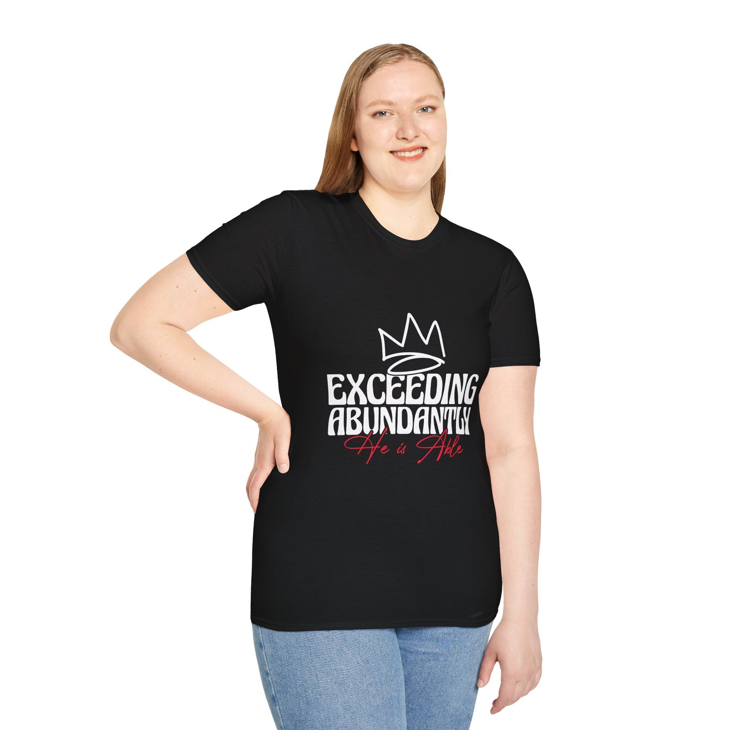 Exceeding Abundantly Unisex T-Shirt, Bold Graphic Tee, Inspirational Shirt, Casual Wear for Everyday, Gift for Him/Her