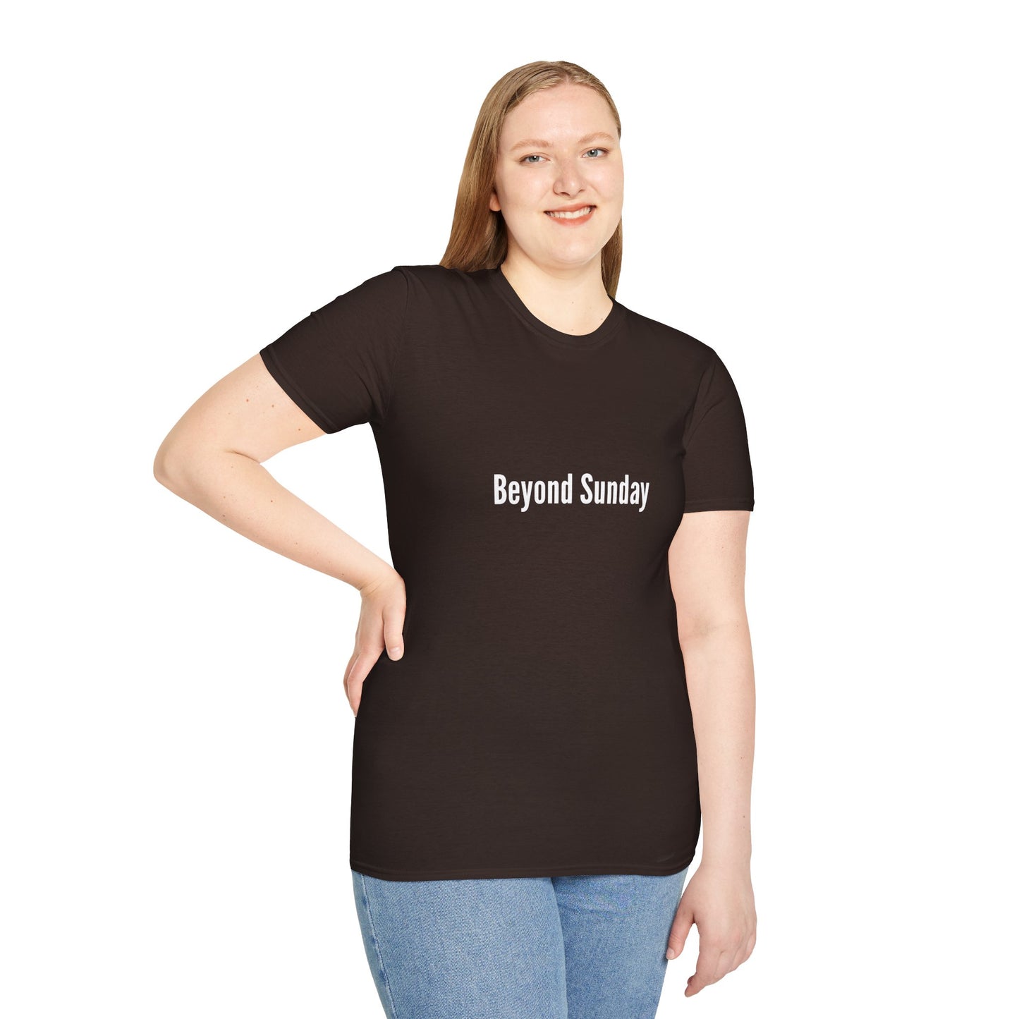 Beyond Sunday Unisex Softstyle T-Shirt, Casual Tee, Faith-Based Apparel, Gift for Christians, Weekend Wear, Inspirational T-Shirt