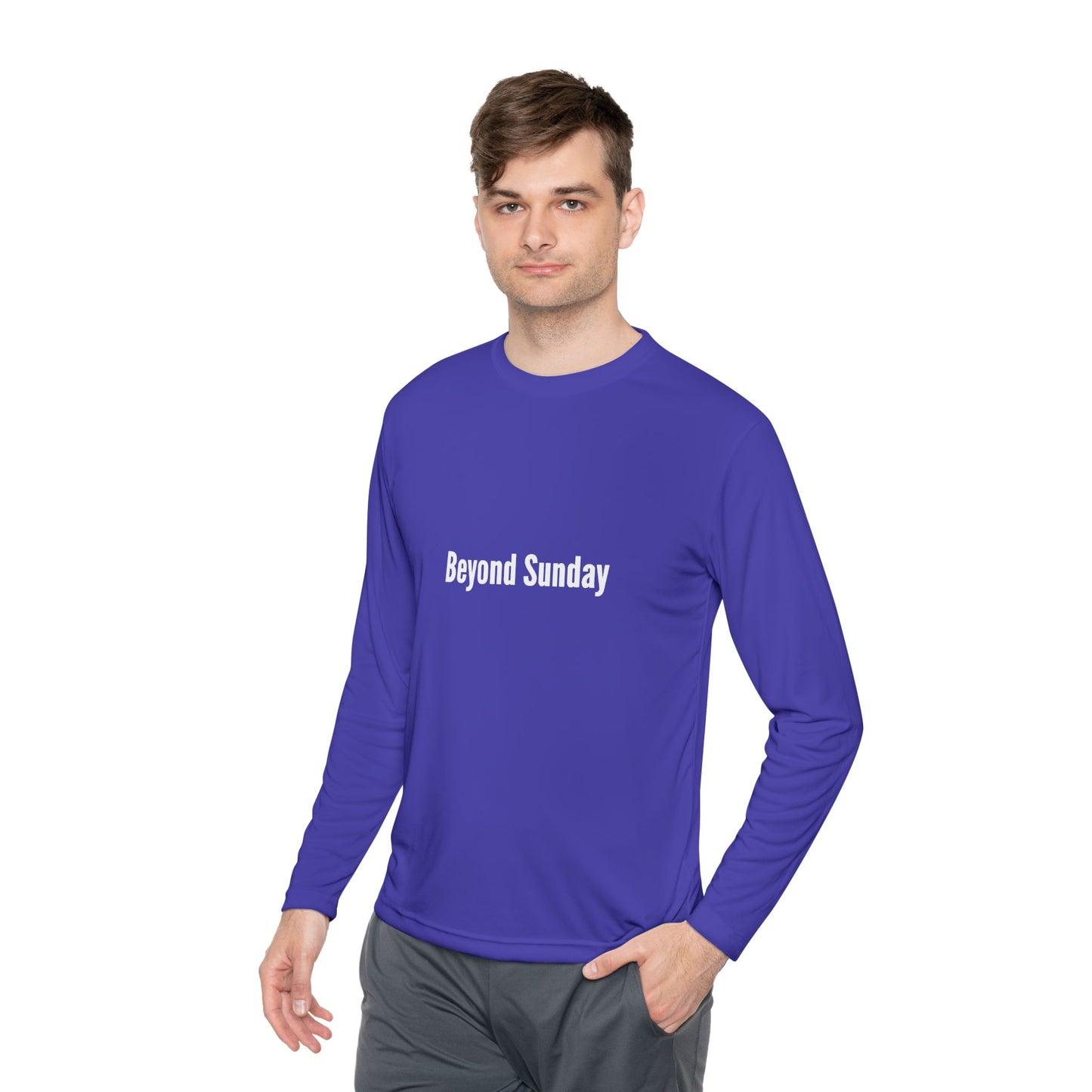Unisex Long Sleeve Tee - Beyond Sunday, Lightweight Casual Top, Perfect for Fall, Church Gatherings, Everyday Comfort