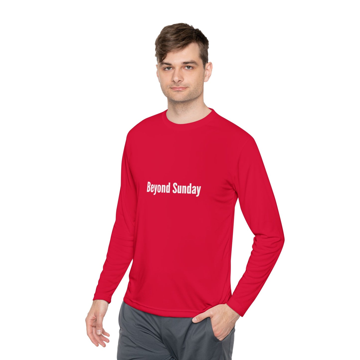 Unisex Long Sleeve Tee - Beyond Sunday, Lightweight Casual Top, Perfect for Fall, Church Gatherings, Everyday Comfort