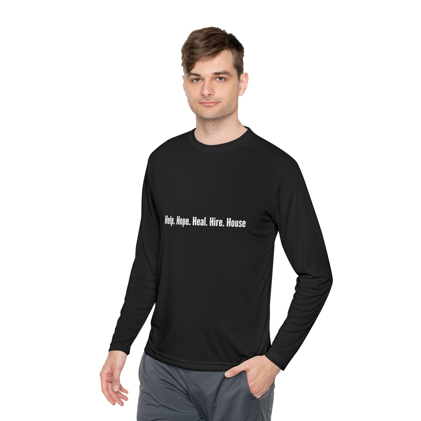 Unisex Lightweight Long Sleeve Tee - Help, Hope, Heal, Wear, Inspirational Gift for Wellness, Casual Wear, Motivational Apparel