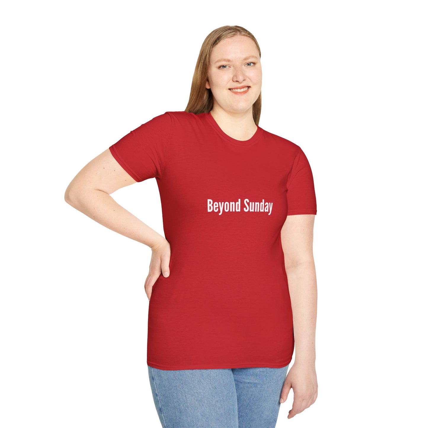 Beyond Sunday Unisex Softstyle T-Shirt, Casual Tee, Faith-Based Apparel, Gift for Christians, Weekend Wear, Inspirational T-Shirt