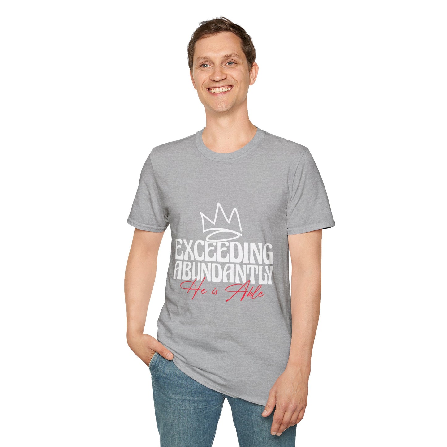 Exceeding Abundantly Unisex T-Shirt, Bold Graphic Tee, Inspirational Shirt, Casual Wear for Everyday, Gift for Him/Her