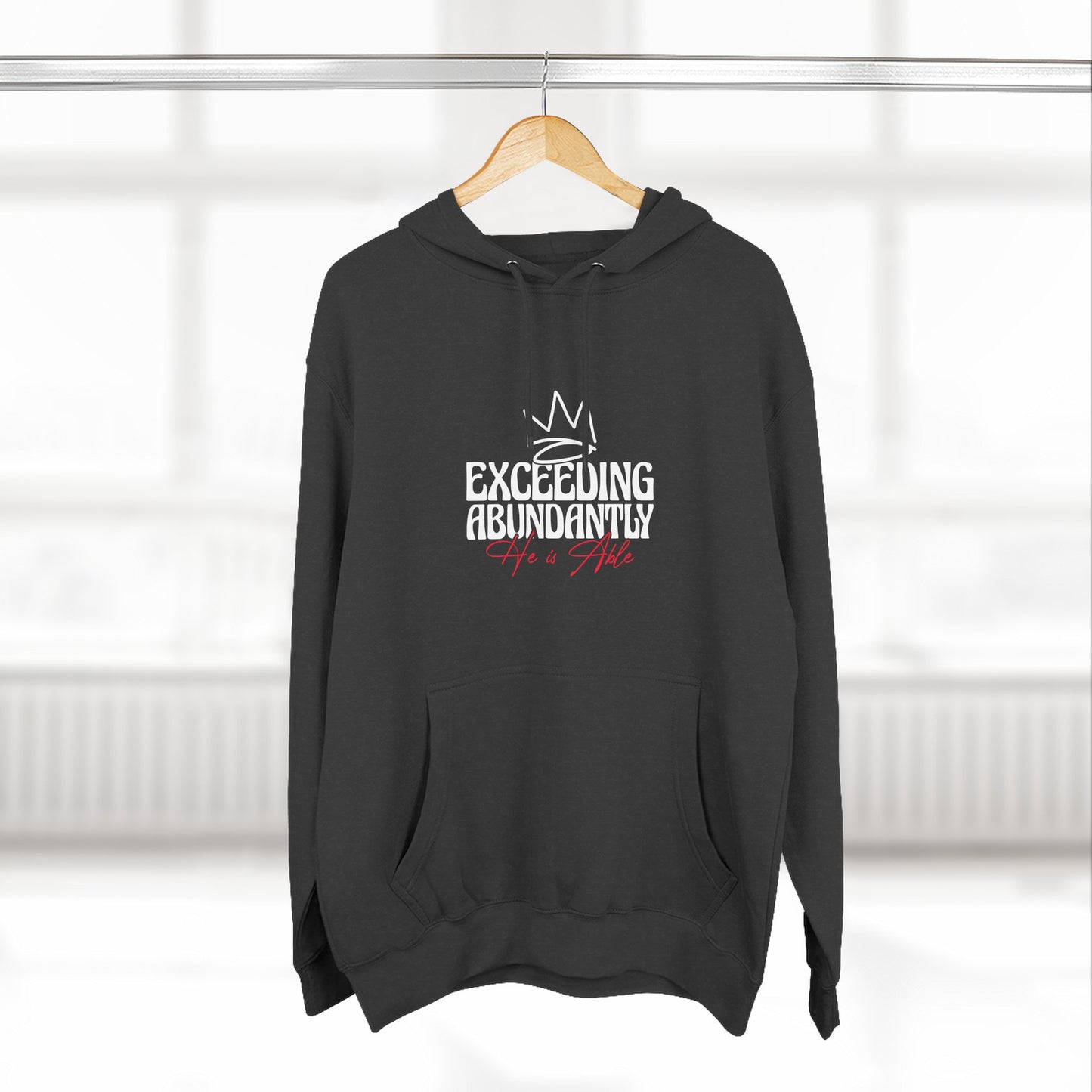 Exceeding Abundantly Fleece Hoodie, Cozy Pullover, Inspirational Gift, Comfortable Layering, Perfect for Relaxation
