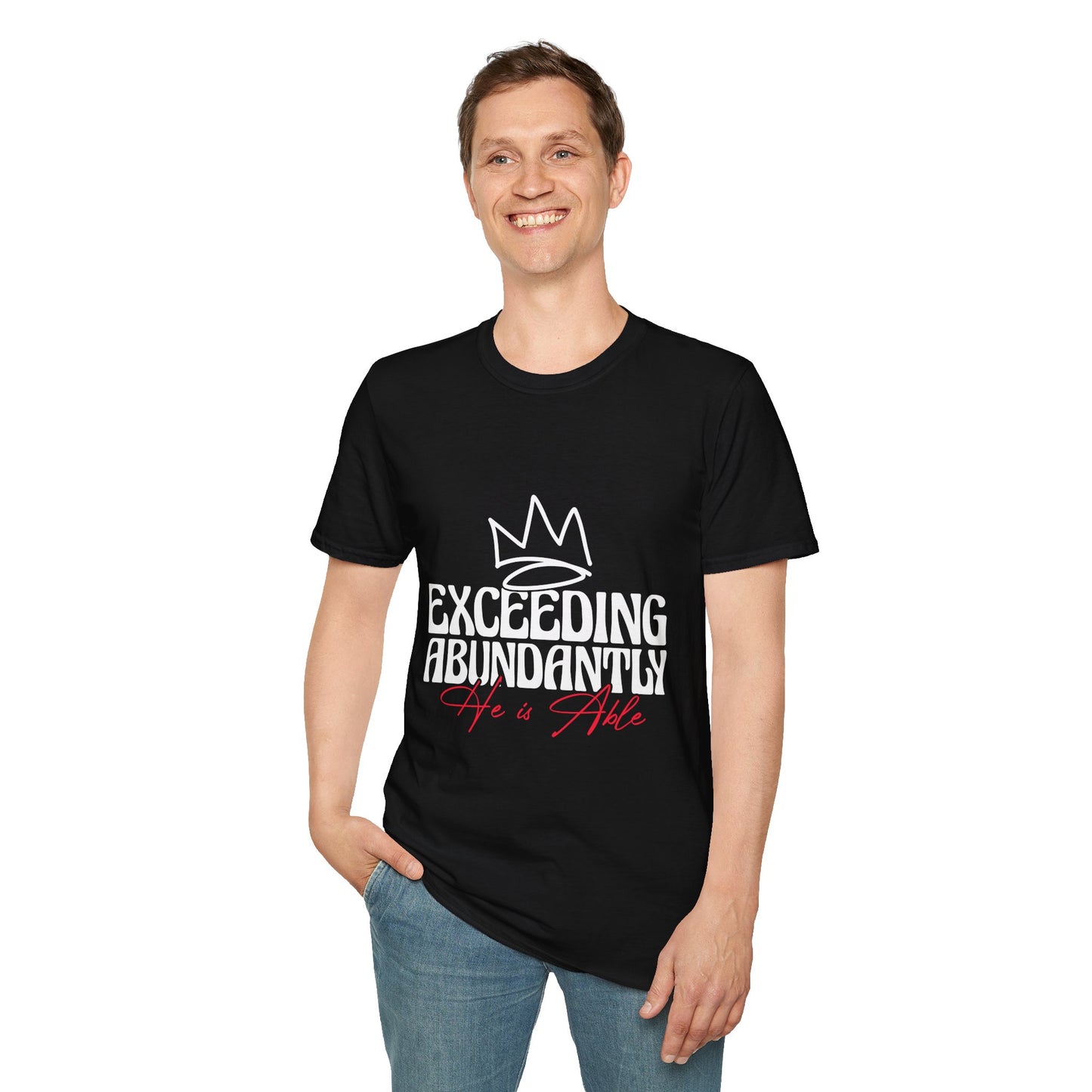 Exceeding Abundantly Unisex T-Shirt, Bold Graphic Tee, Inspirational Shirt, Casual Wear for Everyday, Gift for Him/Her