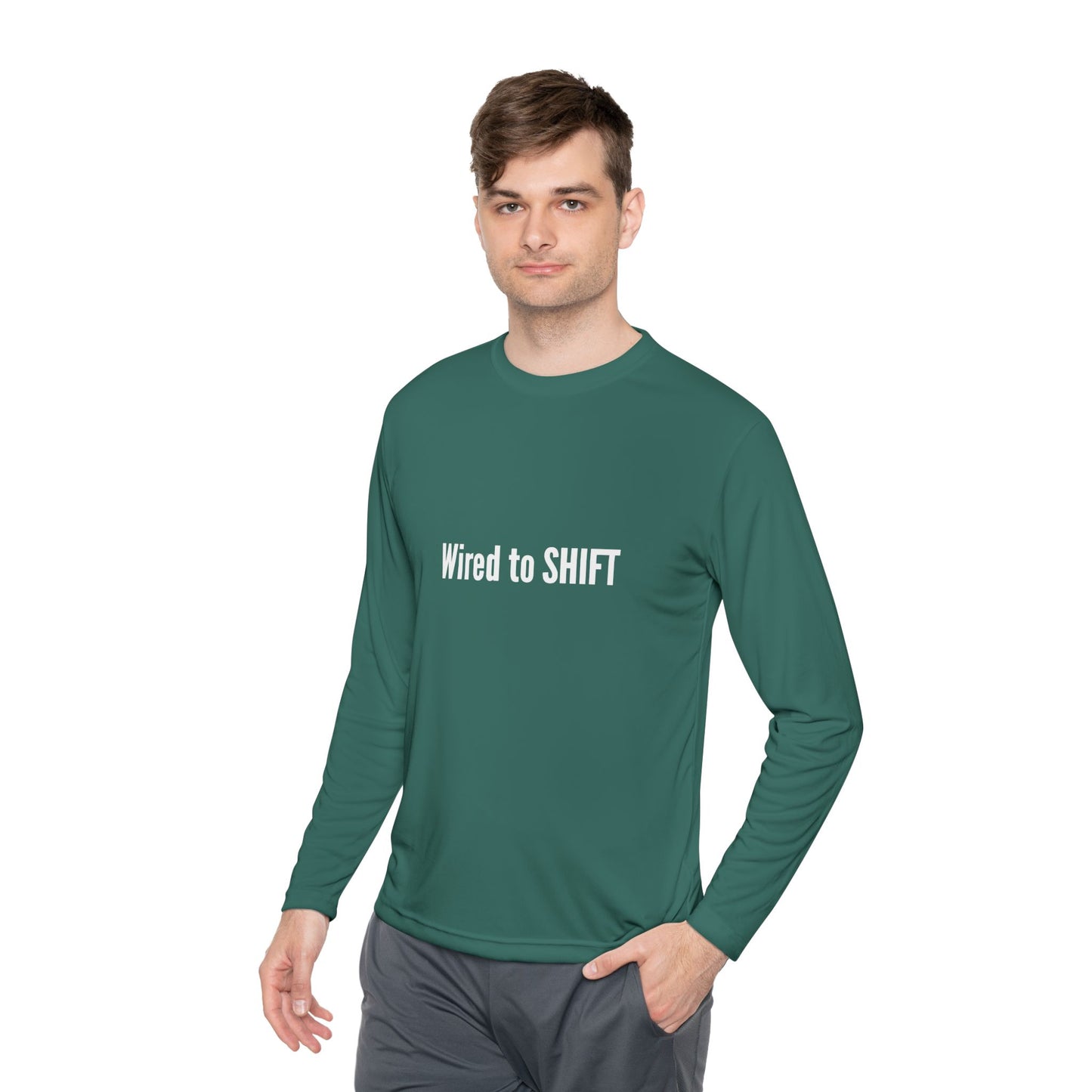Wired to SHIFT Unisex Lightweight Long Sleeve Tee | Casual Wear, Gift for Teammates, Motivational Apparel, Fall Fashion, Everyday Comfort