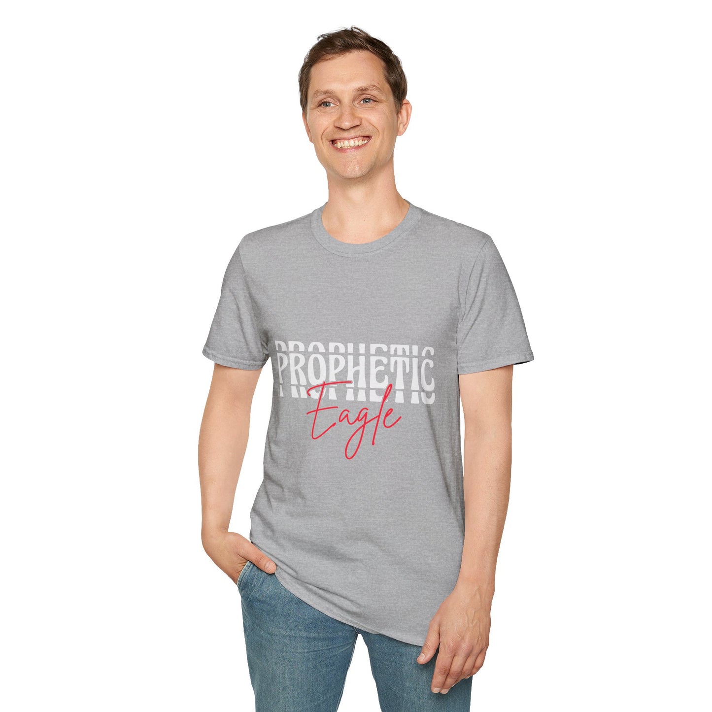 Prophetic Eagle Unisex Softstyle T-Shirt, Inspirational Tee, Spiritual Apparel, Gift for Faith-Based Celebrations, Cozy Casual Wear