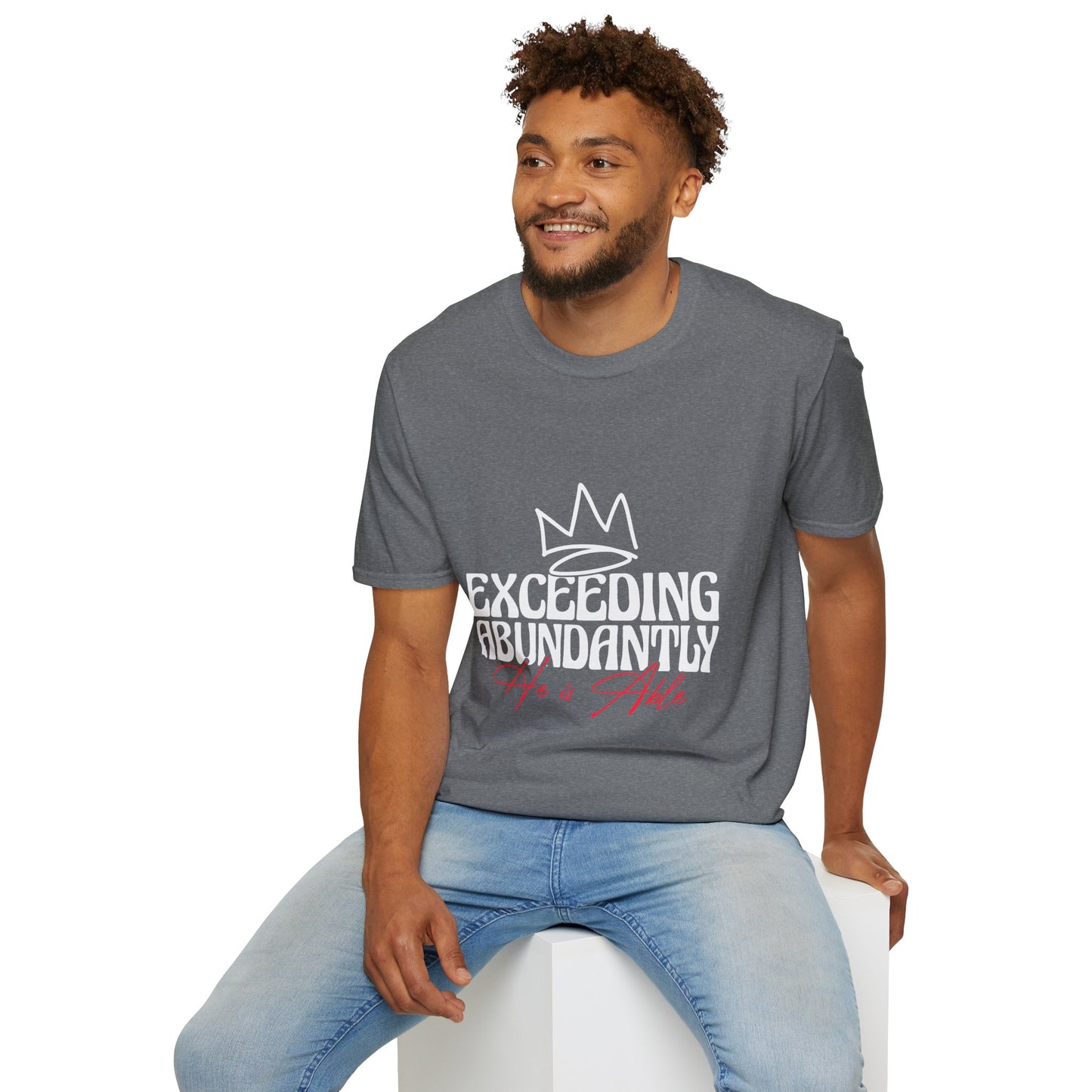 Exceeding Abundantly Unisex T-Shirt, Bold Graphic Tee, Inspirational Shirt, Casual Wear for Everyday, Gift for Him/Her