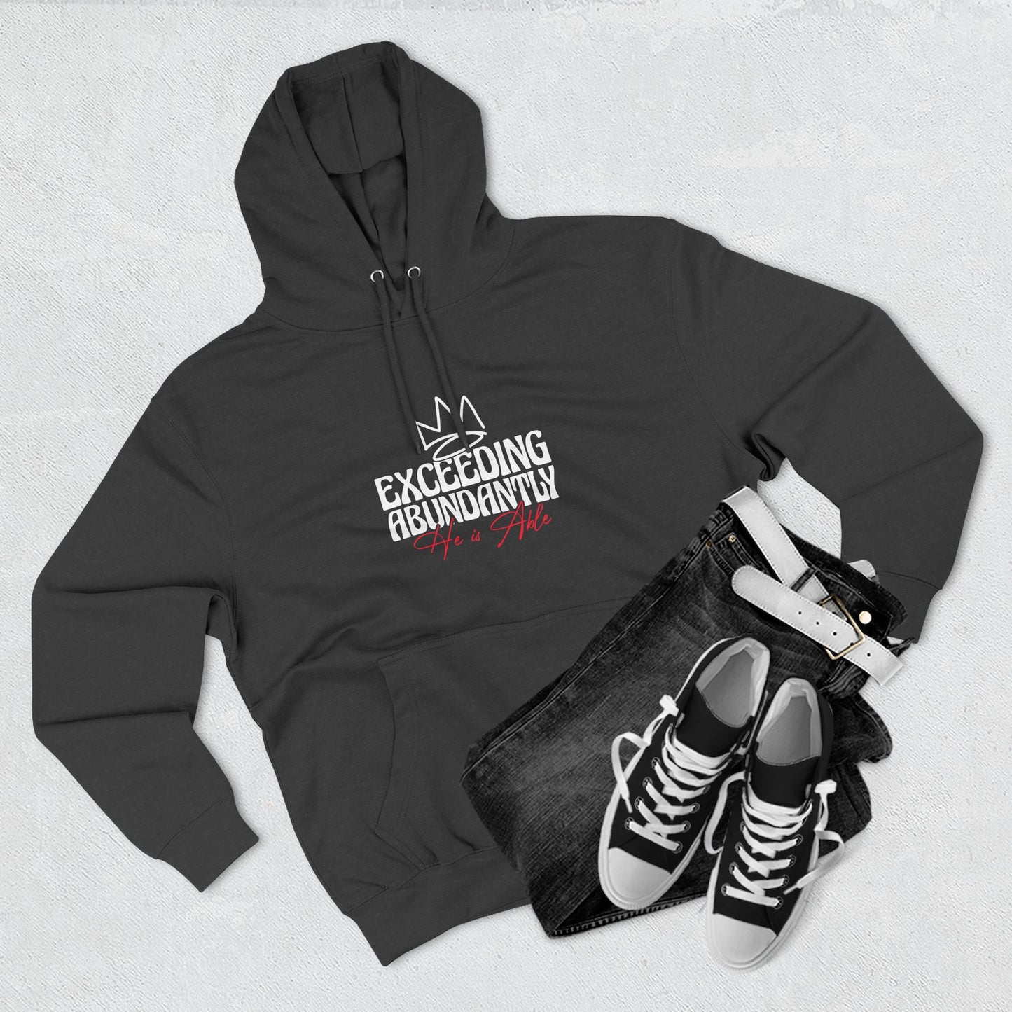 Exceeding Abundantly Fleece Hoodie, Cozy Pullover, Inspirational Gift, Comfortable Layering, Perfect for Relaxation