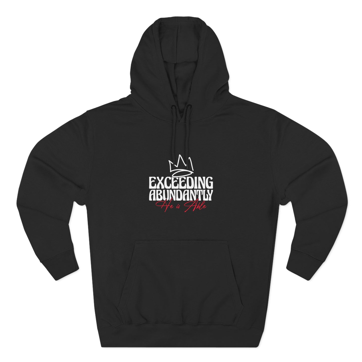 Exceeding Abundantly Fleece Hoodie, Cozy Pullover, Inspirational Gift, Comfortable Layering, Perfect for Relaxation