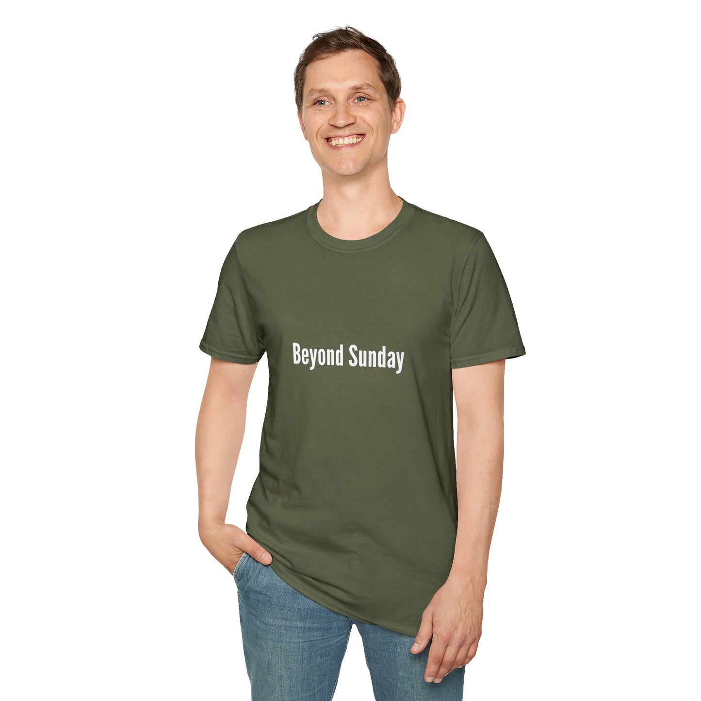 Beyond Sunday Unisex Softstyle T-Shirt, Casual Tee, Faith-Based Apparel, Gift for Christians, Weekend Wear, Inspirational T-Shirt