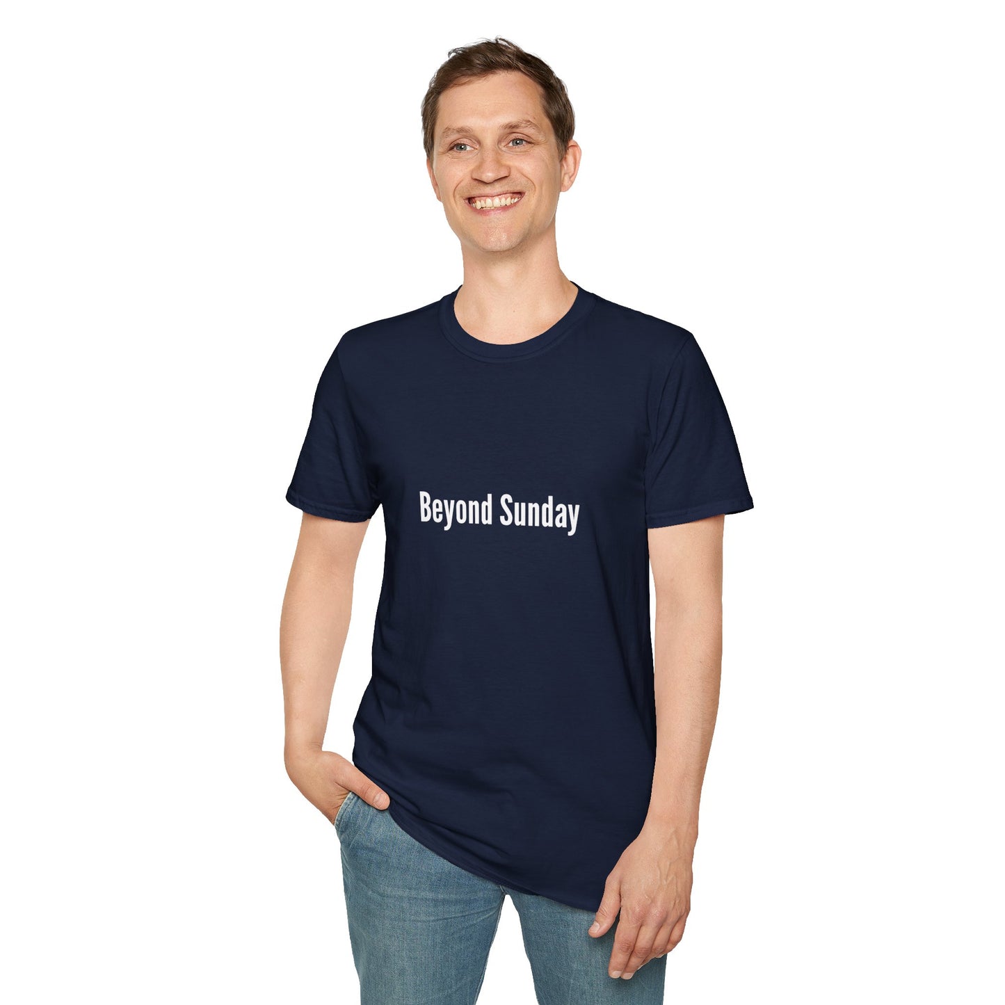 Beyond Sunday Unisex Softstyle T-Shirt, Casual Tee, Faith-Based Apparel, Gift for Christians, Weekend Wear, Inspirational T-Shirt