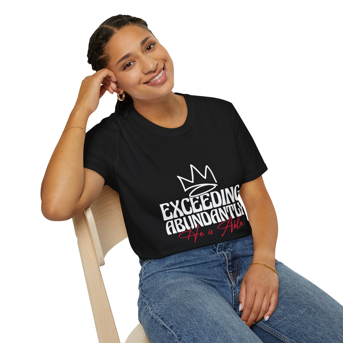 Exceeding Abundantly Unisex T-Shirt, Bold Graphic Tee, Inspirational Shirt, Casual Wear for Everyday, Gift for Him/Her