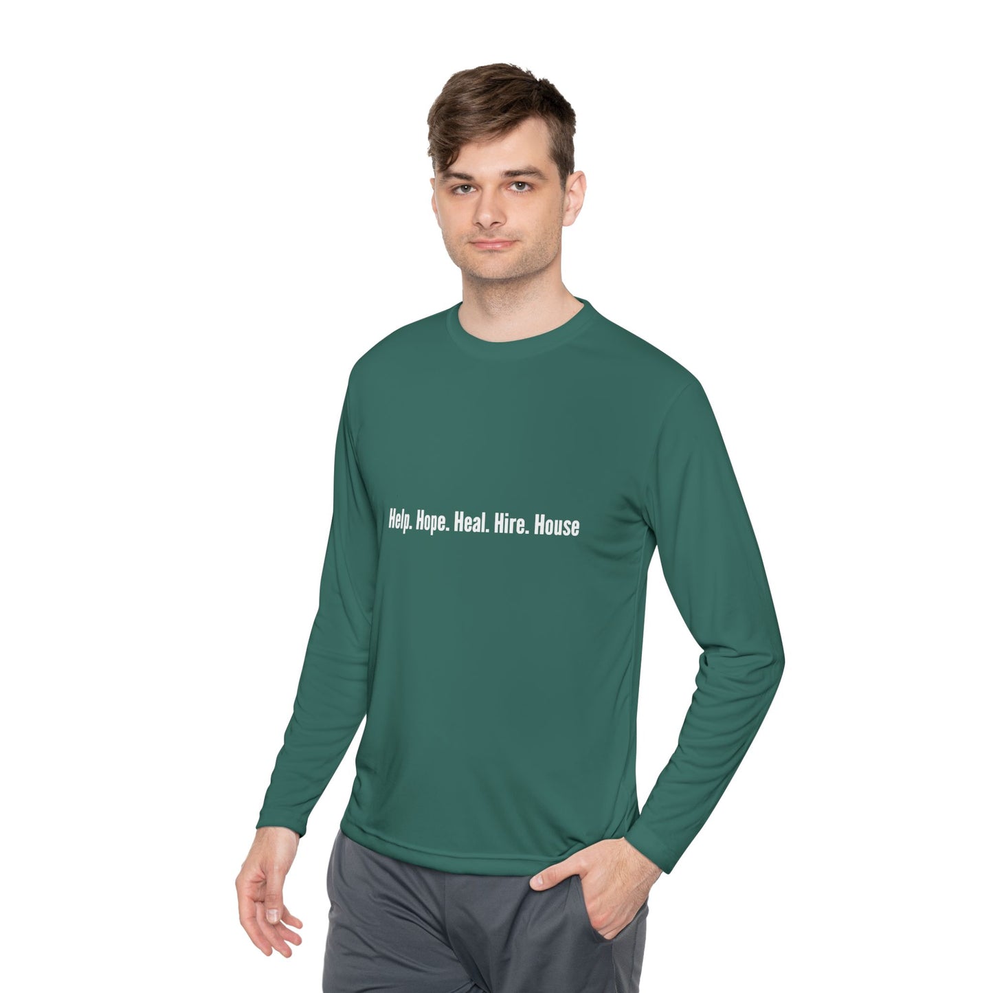 Unisex Lightweight Long Sleeve Tee - Help, Hope, Heal, Wear, Inspirational Gift for Wellness, Casual Wear, Motivational Apparel