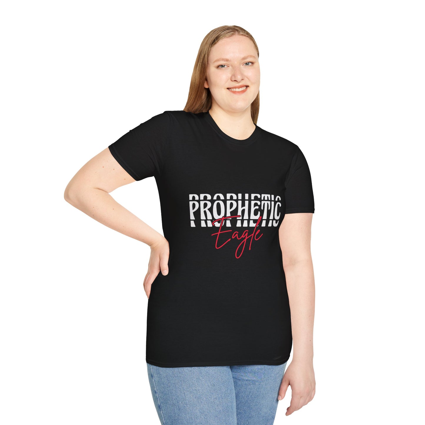 Prophetic Eagle Unisex Softstyle T-Shirt, Inspirational Tee, Spiritual Apparel, Gift for Faith-Based Celebrations, Cozy Casual Wear