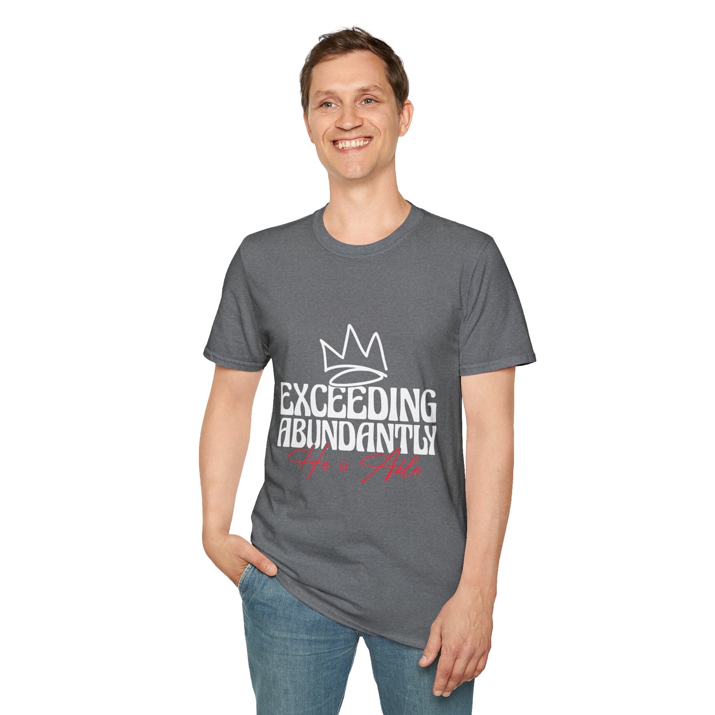 Exceeding Abundantly Unisex T-Shirt, Bold Graphic Tee, Inspirational Shirt, Casual Wear for Everyday, Gift for Him/Her