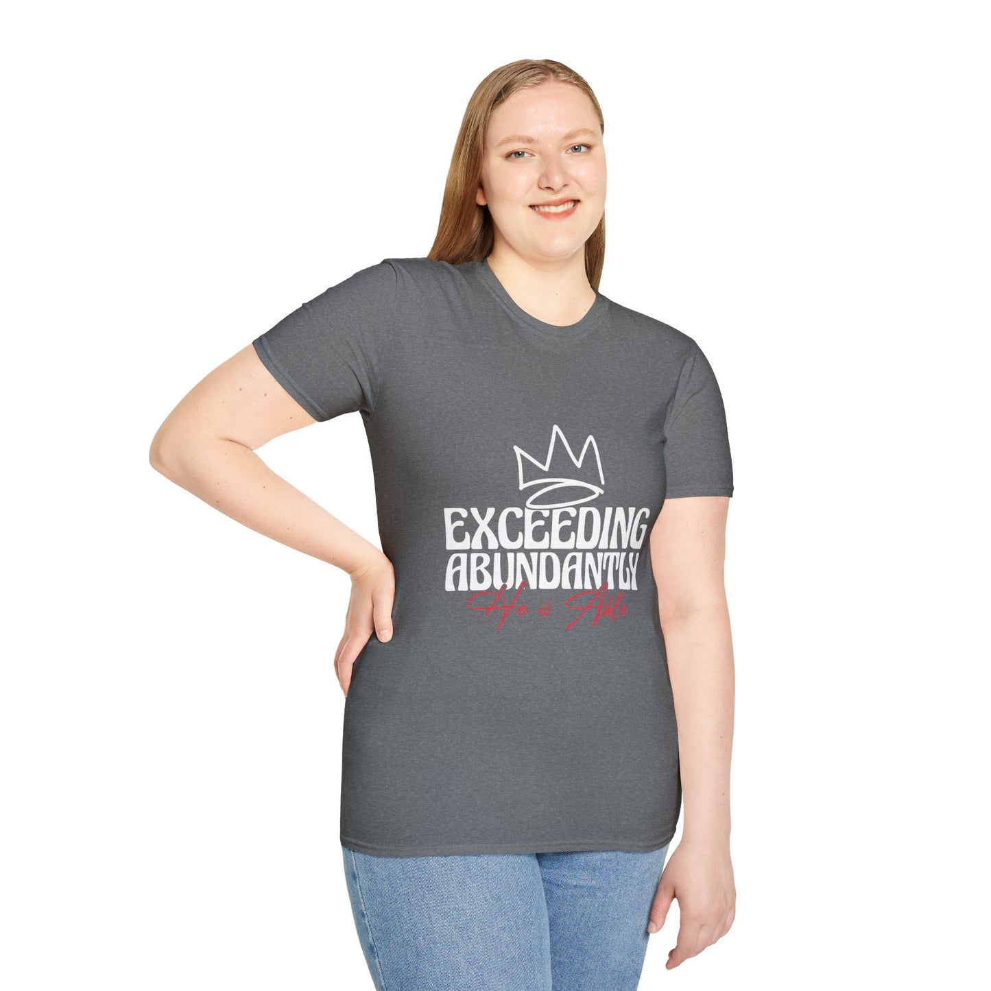 Exceeding Abundantly Unisex T-Shirt, Bold Graphic Tee, Inspirational Shirt, Casual Wear for Everyday, Gift for Him/Her