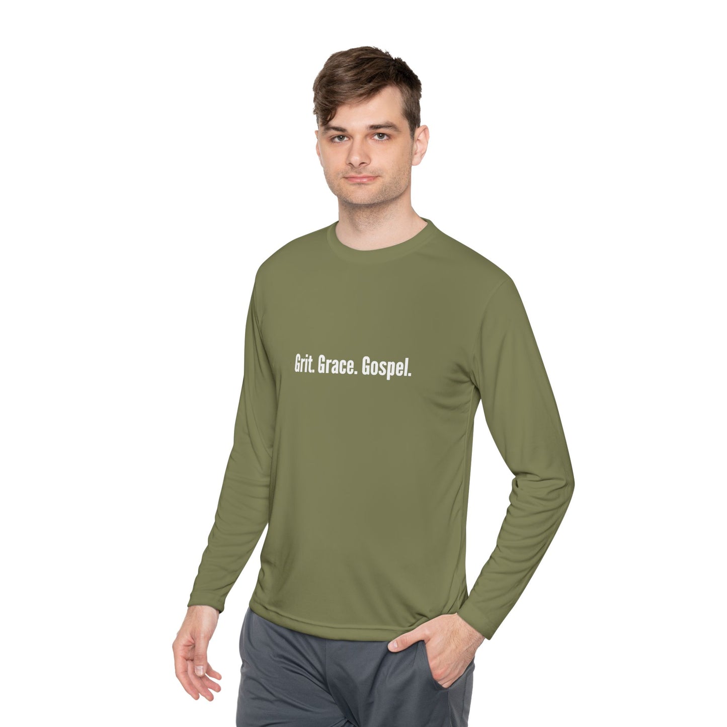 Unisex Lightweight Long Sleeve Tee - Grit. Grace. Gospel. Cozy Casual Wear, Thoughtful Gift, Daily Inspiration, Stylish Layer, [...]