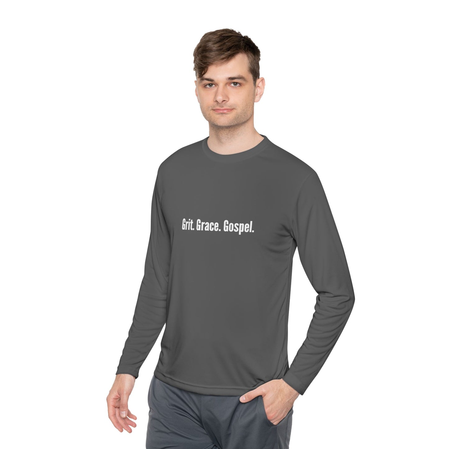 Unisex Lightweight Long Sleeve Tee - Grit. Grace. Gospel. Cozy Casual Wear, Thoughtful Gift, Daily Inspiration, Stylish Layer, [...]