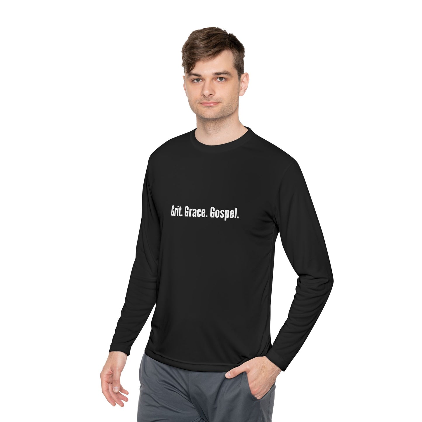 Unisex Lightweight Long Sleeve Tee - Grit. Grace. Gospel. Cozy Casual Wear, Thoughtful Gift, Daily Inspiration, Stylish Layer, [...]